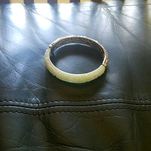 Jade and Sterling silver bangle